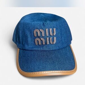 Miu Miu Denim and Tan Trim Cap
